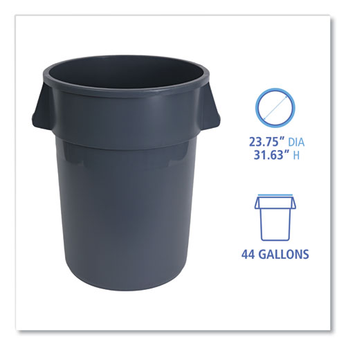 Picture of Round Waste Receptacle, 44 gal, Plastic, Gray