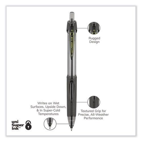 Picture of Power Tank RT Ballpoint Pen, Retractable, Bold 1 mm, Black Ink, Smoke/Black Barrel, Dozen