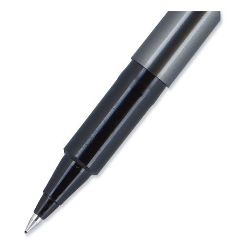 Picture of Deluxe Roller Ball Pen, Stick, Extra-Fine 0.5 mm, Black Ink, Metallic Gray/Black Barrel, Dozen