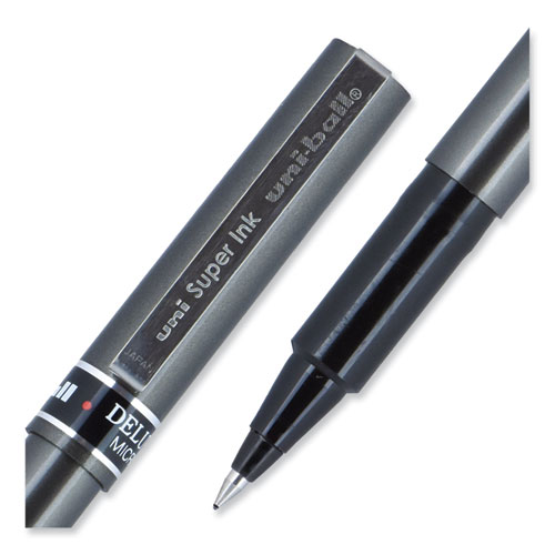 Picture of Deluxe Roller Ball Pen, Stick, Extra-Fine 0.5 mm, Black Ink, Metallic Gray/Black Barrel, Dozen