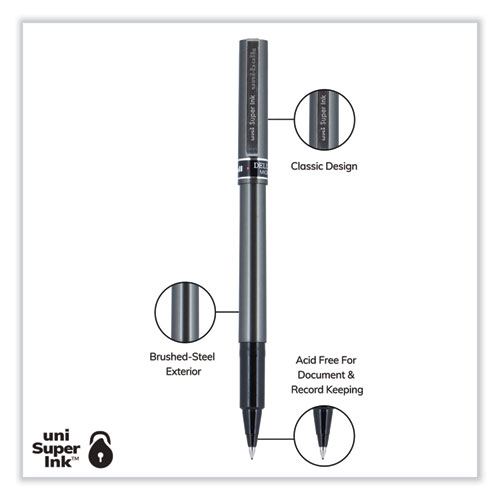 Picture of Deluxe Roller Ball Pen, Stick, Extra-Fine 0.5 mm, Black Ink, Metallic Gray/Black Barrel, Dozen