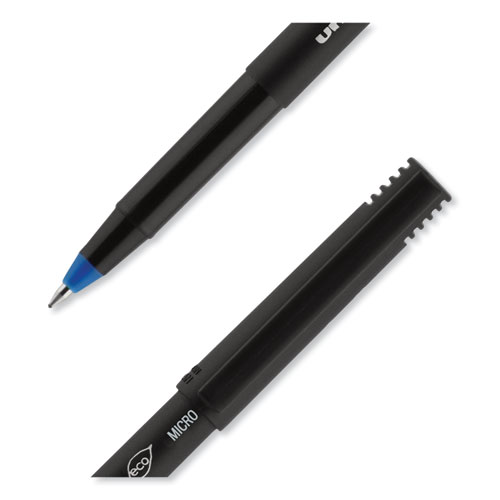 Picture of ONYX Roller Ball Pen, Stick, Extra-Fine 0.5 mm, Blue Ink, Black/Blue Barrel, Dozen