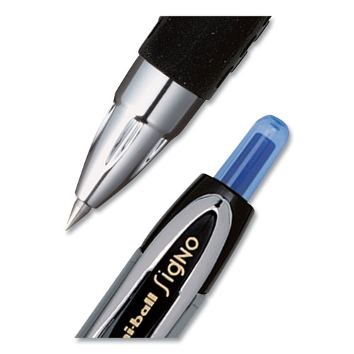 Picture of Signo 207 Gel Pen, Retractable, Fine 0.5 mm, Blue Ink, Smoke/Black/Blue Barrel, Dozen