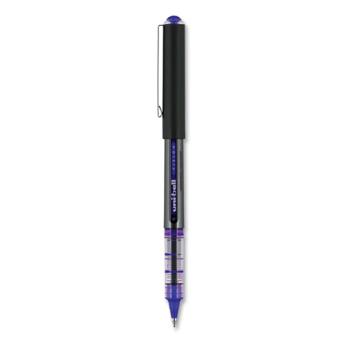 Picture of VISION Roller Ball Pen, Stick, Extra-Fine 0.5 mm, Blue Ink, Gray/Blue/Clear Barrel, Dozen