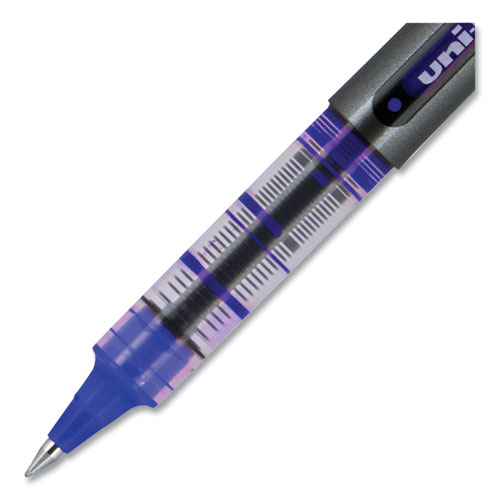 Picture of VISION Roller Ball Pen, Stick, Extra-Fine 0.5 mm, Blue Ink, Gray/Blue/Clear Barrel, Dozen