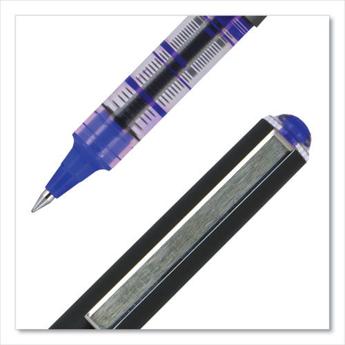 Picture of VISION Roller Ball Pen, Stick, Extra-Fine 0.5 mm, Blue Ink, Gray/Blue/Clear Barrel, Dozen