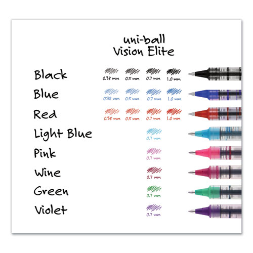 Picture of VISION Roller Ball Pen, Stick, Extra-Fine 0.5 mm, Blue Ink, Gray/Blue/Clear Barrel, Dozen