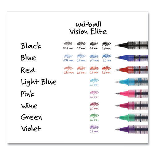 Picture of VISION Roller Ball Pen, Stick, Fine 0.7 mm, Black Ink, Silver/Black/Clear Barrel, Dozen