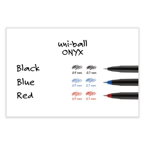 Picture of ONYX Roller Ball Pen, Stick, Fine 0.7 mm, Black Ink, Black Barrel, Dozen