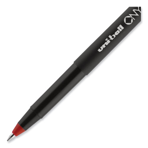 Picture of ONYX Roller Ball Pen, Stick, Fine 0.7 mm, Red Ink, Black/Red Barrel, Dozen