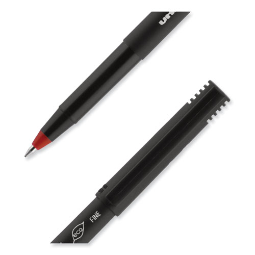 Picture of ONYX Roller Ball Pen, Stick, Fine 0.7 mm, Red Ink, Black/Red Barrel, Dozen