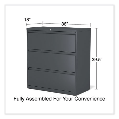 Picture of Lateral File, 3 Legal/Letter/A4/A5-Size File Drawers, Charcoal, 36" x 18.63" x 40.25"