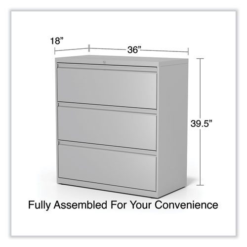 Picture of Lateral File, 3 Legal/Letter/A4/A5-Size File Drawers, Light Gray, 36" x 18.63" x 40.25"