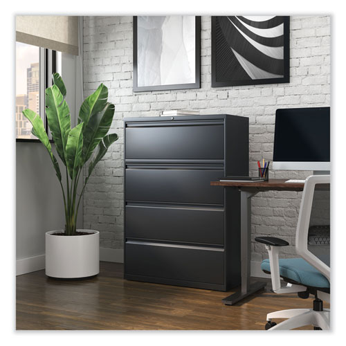 Picture of Lateral File, 4 Legal/Letter-Size File Drawers, Black, 36" x 18.63" x 52.5"