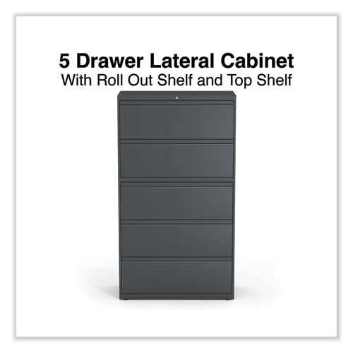 Picture of Lateral File, 5 Legal/Letter/A4/A5-Size File Drawers, Charcoal, 36" x 18.63" x 67.63"