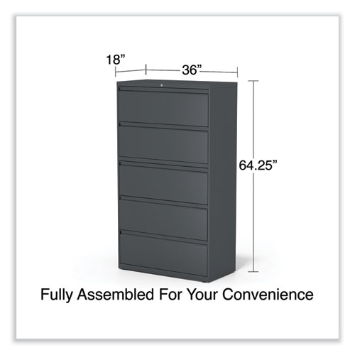 Picture of Lateral File, 5 Legal/Letter/A4/A5-Size File Drawers, Charcoal, 36" x 18.63" x 67.63"