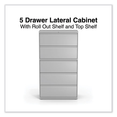 Picture of Lateral File, 5 Legal/Letter/A4/A5-Size File Drawers, Light Gray, 36" x 18.63" x 67.63"