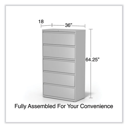 Picture of Lateral File, 5 Legal/Letter/A4/A5-Size File Drawers, Light Gray, 36" x 18.63" x 67.63"