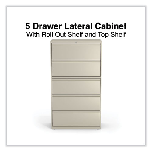 Picture of Lateral File, 5 Legal/Letter/A4/A5-Size File Drawers, Putty, 36" x 18.63" x 67.63"