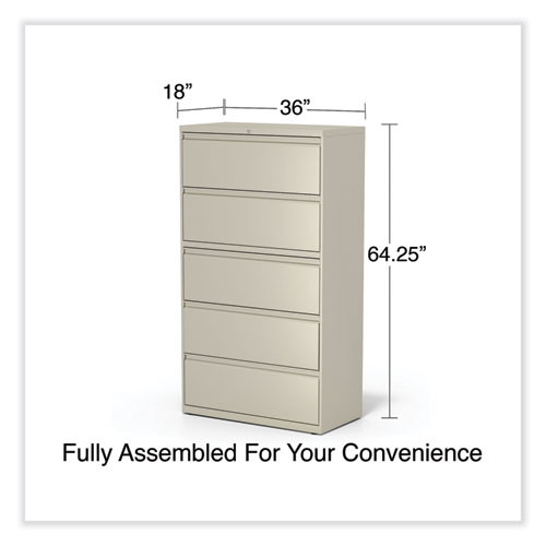 Picture of Lateral File, 5 Legal/Letter/A4/A5-Size File Drawers, Putty, 36" x 18.63" x 67.63"