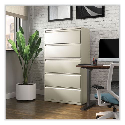 Picture of Lateral File, 5 Legal/Letter/A4/A5-Size File Drawers, Putty, 36" x 18.63" x 67.63"