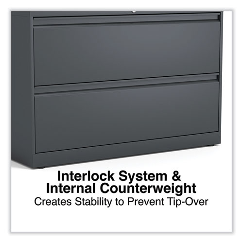 Picture of Lateral File, 2 Legal/Letter-Size File Drawers, Charcoal, 42" x 18.63" x 28"