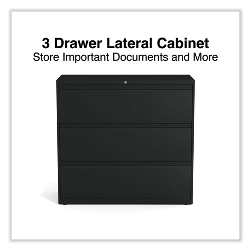 Picture of Lateral File, 3 Legal/Letter/A4/A5-Size File Drawers, Black, 42" x 18.63" x 40.25"