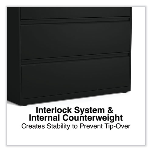 Picture of Lateral File, 3 Legal/Letter/A4/A5-Size File Drawers, Black, 42" x 18.63" x 40.25"