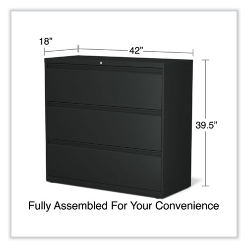 Picture of Lateral File, 3 Legal/Letter/A4/A5-Size File Drawers, Black, 42" x 18.63" x 40.25"