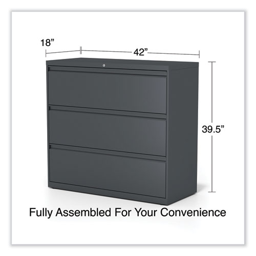 Picture of Lateral File, 3 Legal/Letter/A4/A5-Size File Drawers, Charcoal, 42" x 18.63" x 40.25"