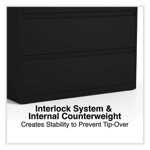 Picture of Lateral File, 4 Legal/Letter-Size File Drawers, Black, 42" x 18.63" x 52.5"