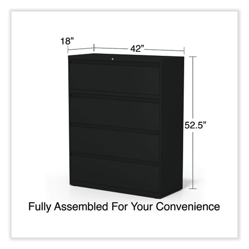 Picture of Lateral File, 4 Legal/Letter-Size File Drawers, Black, 42" x 18.63" x 52.5"