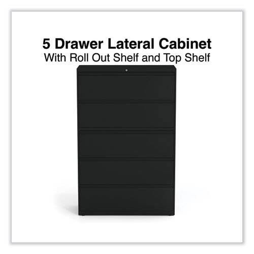 Picture of Lateral File, 5 Legal/Letter/A4/A5-Size File Drawers, Black, 42" x 18.63" x 67.63"