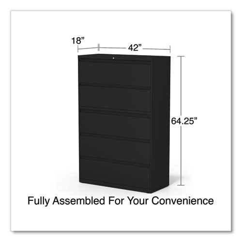 Picture of Lateral File, 5 Legal/Letter/A4/A5-Size File Drawers, Black, 42" x 18.63" x 67.63"