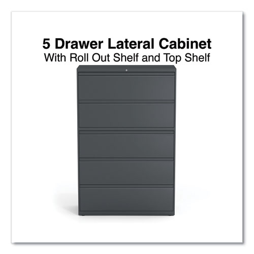 Picture of Lateral File, 5 Legal/Letter/A4/A5-Size File Drawers, Charcoal, 42" x 18.63" x 67.63"