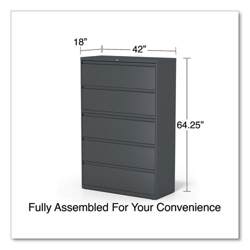 Picture of Lateral File, 5 Legal/Letter/A4/A5-Size File Drawers, Charcoal, 42" x 18.63" x 67.63"