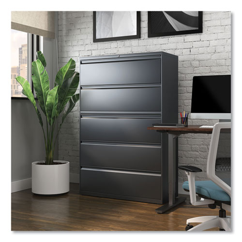 Picture of Lateral File, 5 Legal/Letter/A4/A5-Size File Drawers, Charcoal, 42" x 18.63" x 67.63"