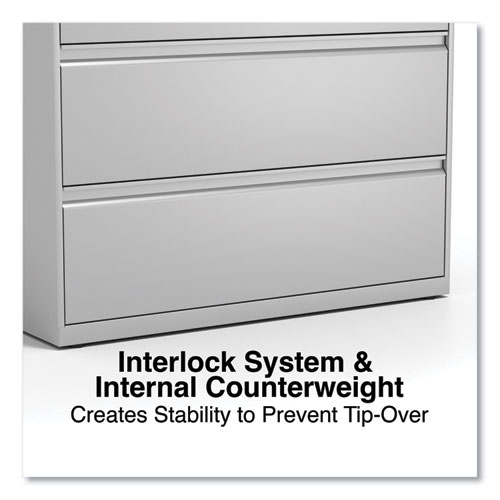 Picture of Lateral File, 5 Legal/Letter/A4/A5-Size File Drawers, 1 Roll-Out Posting Shelf, Light Gray, 42" x 18.63" x 67.63"