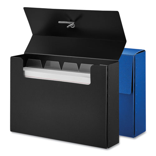 Picture of Poly Index Card Box, Holds 100 3 x 5 Cards, 3 x 1.33 x 5, Plastic, Black/Blue, 2/Pack