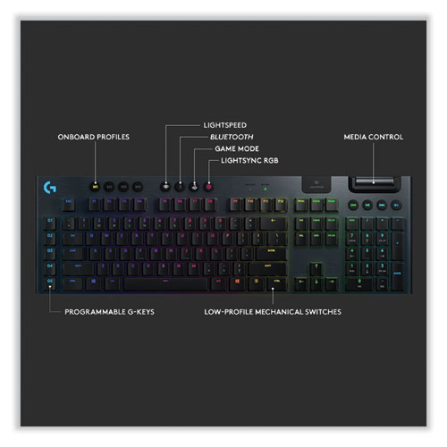 Picture of G915 LIGHTSPEED Wireless RGB Mechanical Gaming Keyboard, Tactile Keys, Black