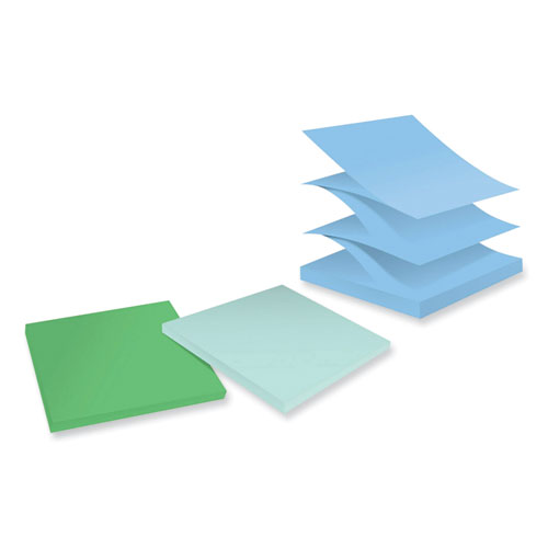 Picture of 100% Recycled Paper Super Sticky Notes, 3" x 3", Oasis, 70 Sheets/Pad, 6 Pads/Pack