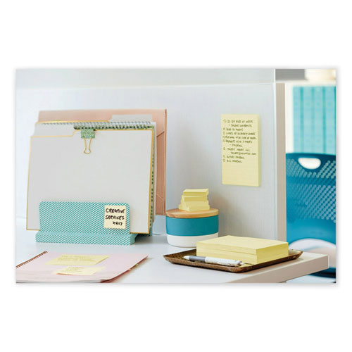 Picture of 100% Recycled Paper Super Sticky Notes, Ruled, 4" x 6", Canary Yellow, 45 Sheets/Pad, 4 Pads/Pack