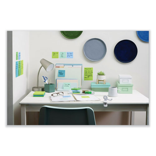 Picture of 100% Recycled Paper Super Sticky Notes, 3" x 3", Oasis, 70 Sheets/Pad, 6 Pads/Pack