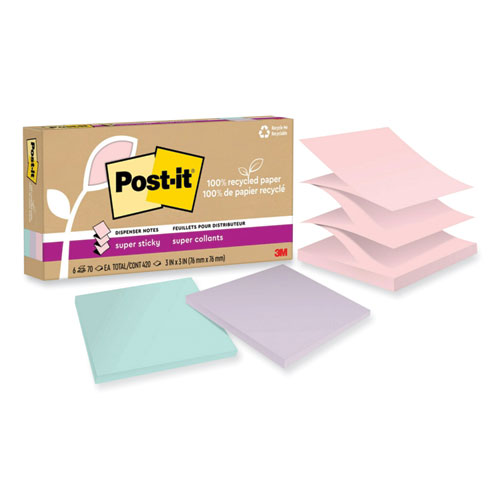 100%25+Recycled+Paper+Super+Sticky+Notes%2C+3%26quot%3B+x+3%26quot%3B%2C+Wanderlust+Pastels%2C+70+Sheets%2FPad%2C+6+Pads%2FPack