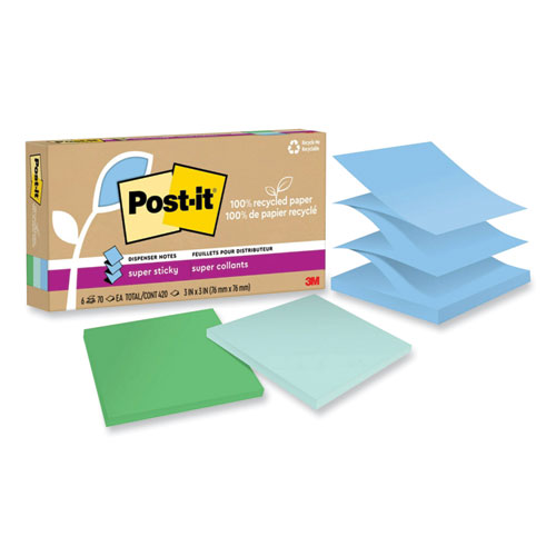 100%25+Recycled+Paper+Super+Sticky+Notes%2C+3%26quot%3B+x+3%26quot%3B%2C+Oasis%2C+70+Sheets%2FPad%2C+6+Pads%2FPack