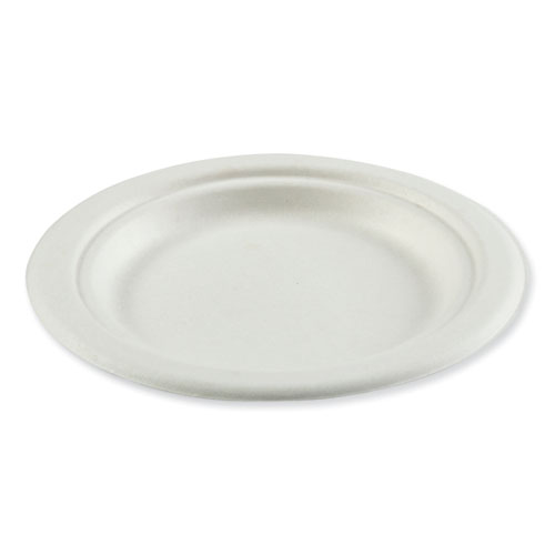 Picture of Bagasse PFAS-Free Dinnerware, Plate, 6", White, 1,000/Carton