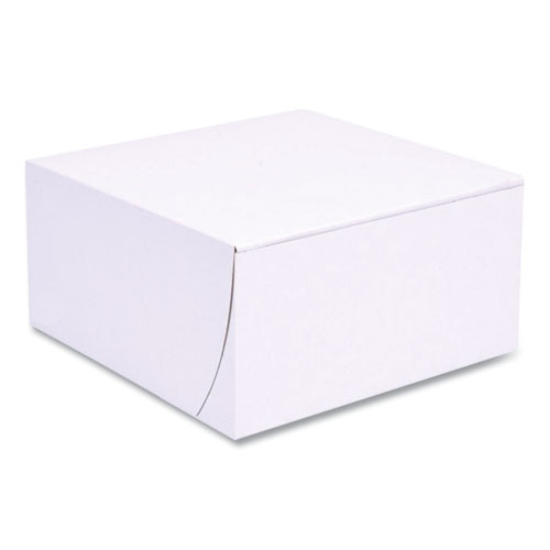 Picture of White One-Piece Non-Window Bakery Boxes, Standard, 8 x 8 x 4, White, Paper, 250/Bundle