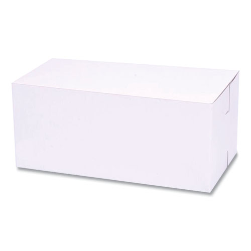 Picture of White One-Piece Non-Window Bakery Boxes, Standard, 9 x 5 x 4, White, Paper, 250/Bundle