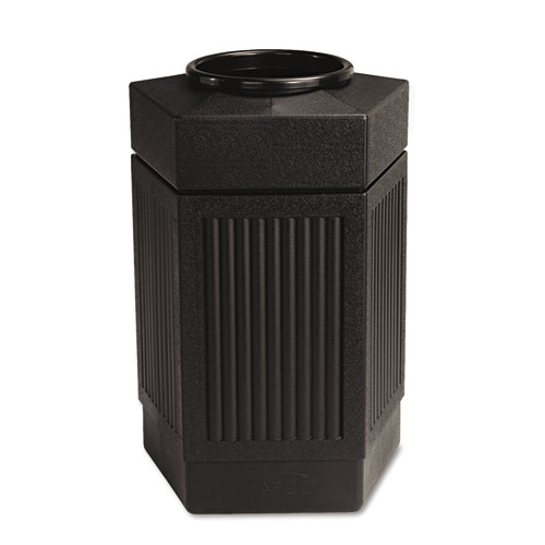 Picture of Canmeleon Indoor/Outdoor Pentagon Receptacle, 30 gal, Polyethylene, Black