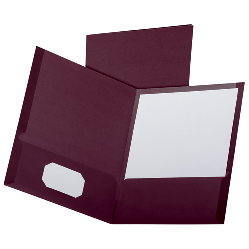 Picture of Linen Finish Twin Pocket Folders, 100-Sheet Capacity, 11 x 8.5, Burgundy, 25/Box